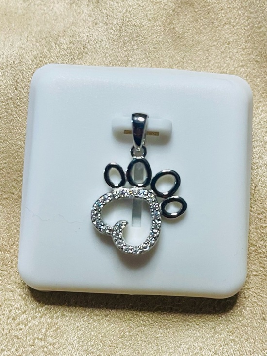 Moissanite Jewelry - Moissanite 925 Silver Paw Print Pendant